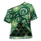 Matariki New Zealand Cross Shoulder Shirt NZ Niho Taniwha Maori New Year Green Galaxy