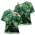 Matariki New Zealand Cross Shoulder Shirt NZ Niho Taniwha Maori New Year Green Galaxy