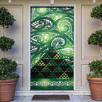 Matariki New Zealand Door Cover NZ Niho Taniwha Maori New Year Green Galaxy