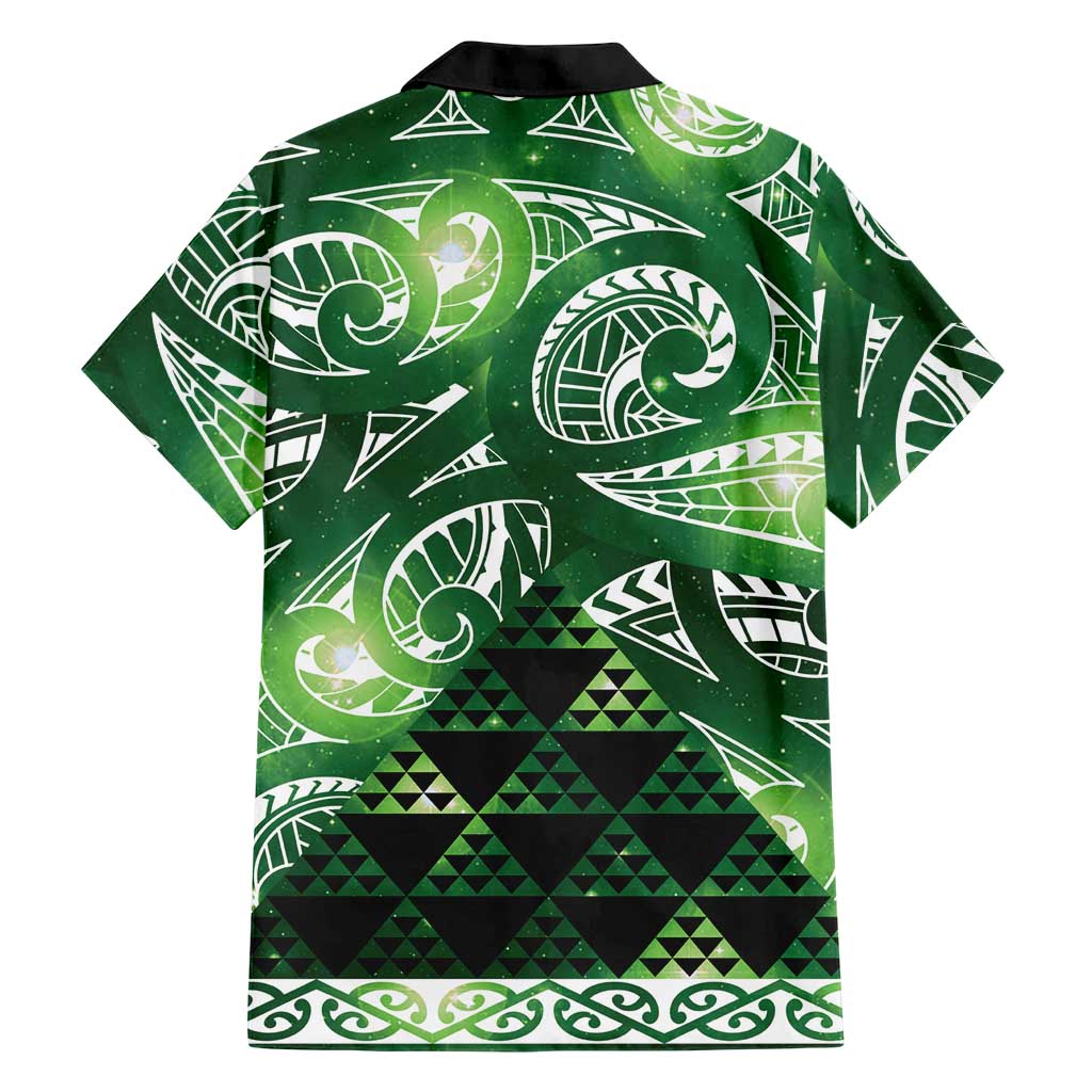 Matariki New Zealand Family Matching Puletasi and Hawaiian Shirt NZ Niho Taniwha Maori New Year Green Galaxy