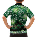 Matariki New Zealand Family Matching Summer Maxi Dress and Hawaiian Shirt NZ Niho Taniwha Maori New Year Green Galaxy