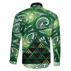 Matariki New Zealand Family Matching Summer Maxi Dress and Hawaiian Shirt NZ Niho Taniwha Maori New Year Green Galaxy