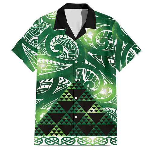 Matariki New Zealand Hawaiian Shirt NZ Niho Taniwha Maori New Year Green Galaxy