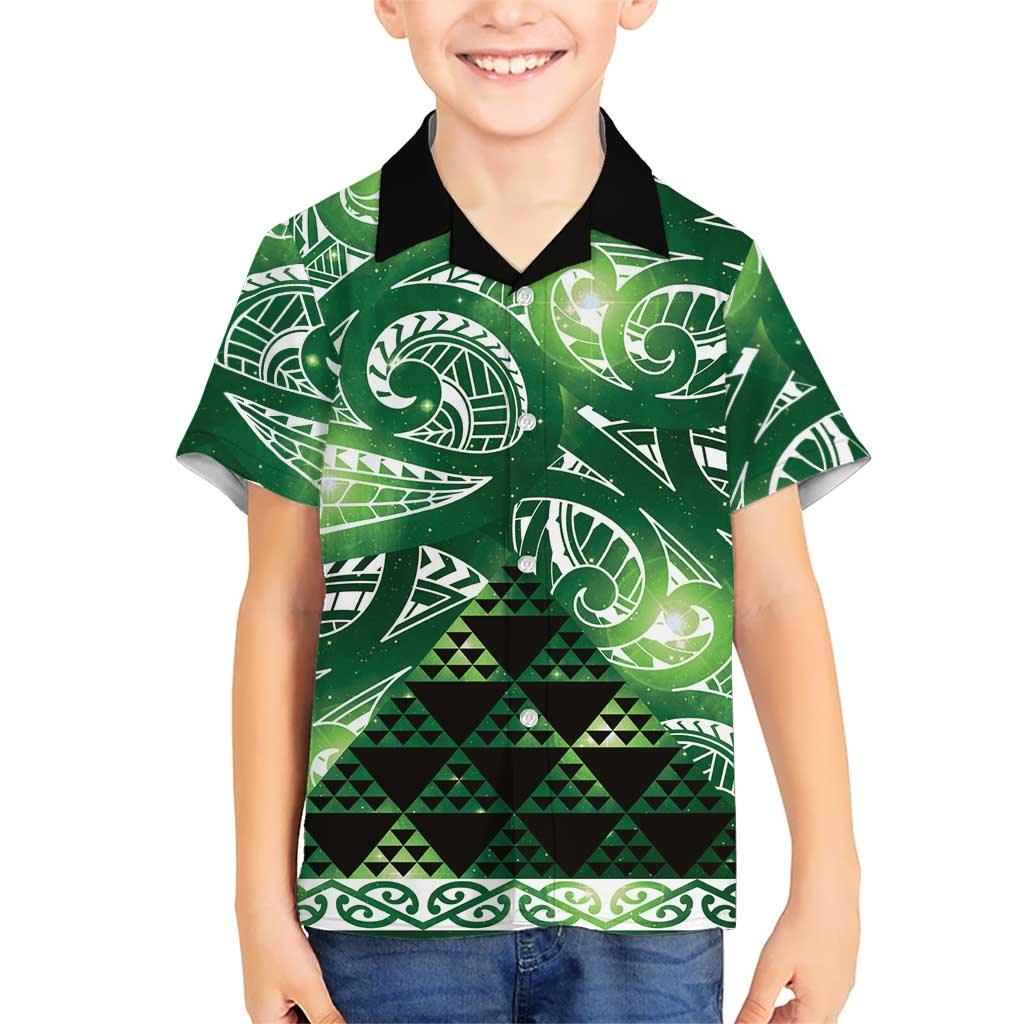 Matariki New Zealand Hawaiian Shirt NZ Niho Taniwha Maori New Year Green Galaxy