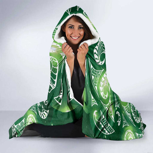 Matariki New Zealand Hooded Blanket NZ Niho Taniwha Maori New Year Green Galaxy