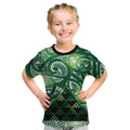 Matariki New Zealand Kid T Shirt NZ Niho Taniwha Maori New Year Green Galaxy