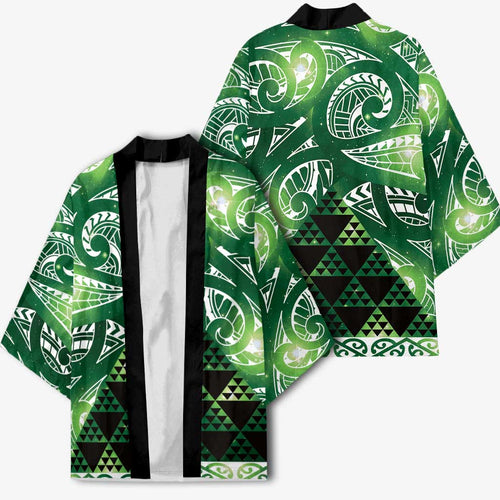 Matariki New Zealand Kimono NZ Niho Taniwha Maori New Year Green Galaxy