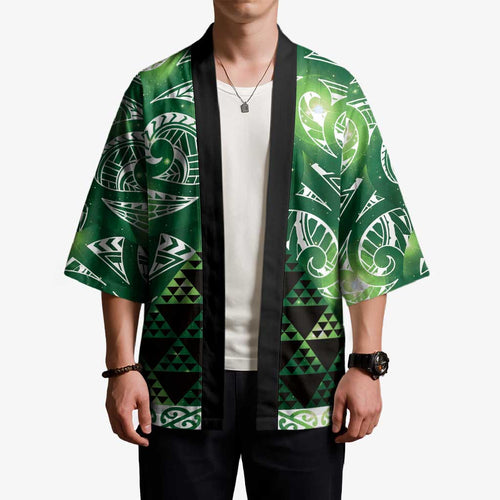 Matariki New Zealand Kimono NZ Niho Taniwha Maori New Year Green Galaxy