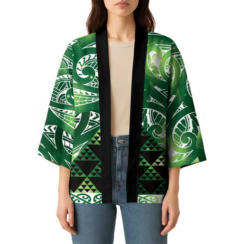 Matariki New Zealand Kimono NZ Niho Taniwha Maori New Year Green Galaxy