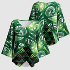 Matariki New Zealand Kimono Sleeve Blouse NZ Niho Taniwha Maori New Year Green Galaxy