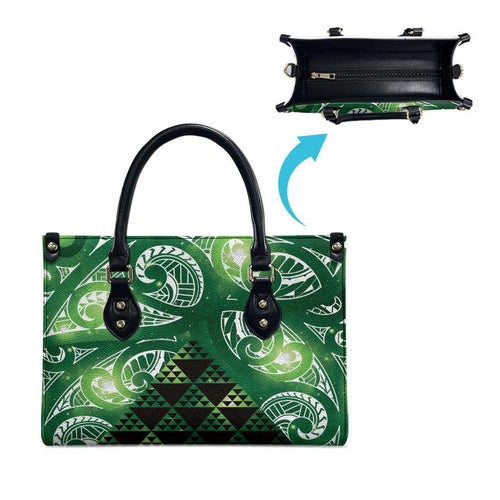 Matariki New Zealand Leather Bag NZ Niho Taniwha Maori New Year Green Galaxy