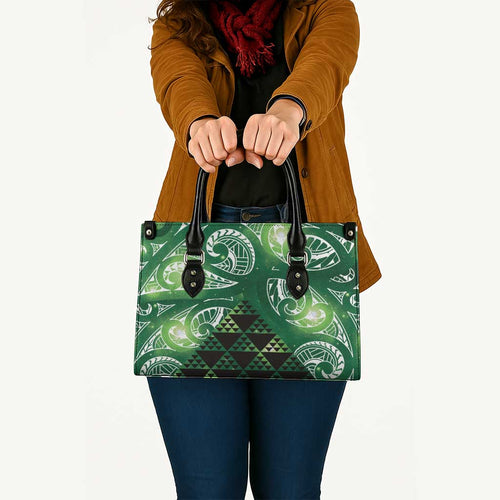 Matariki New Zealand Leather Bag NZ Niho Taniwha Maori New Year Green Galaxy