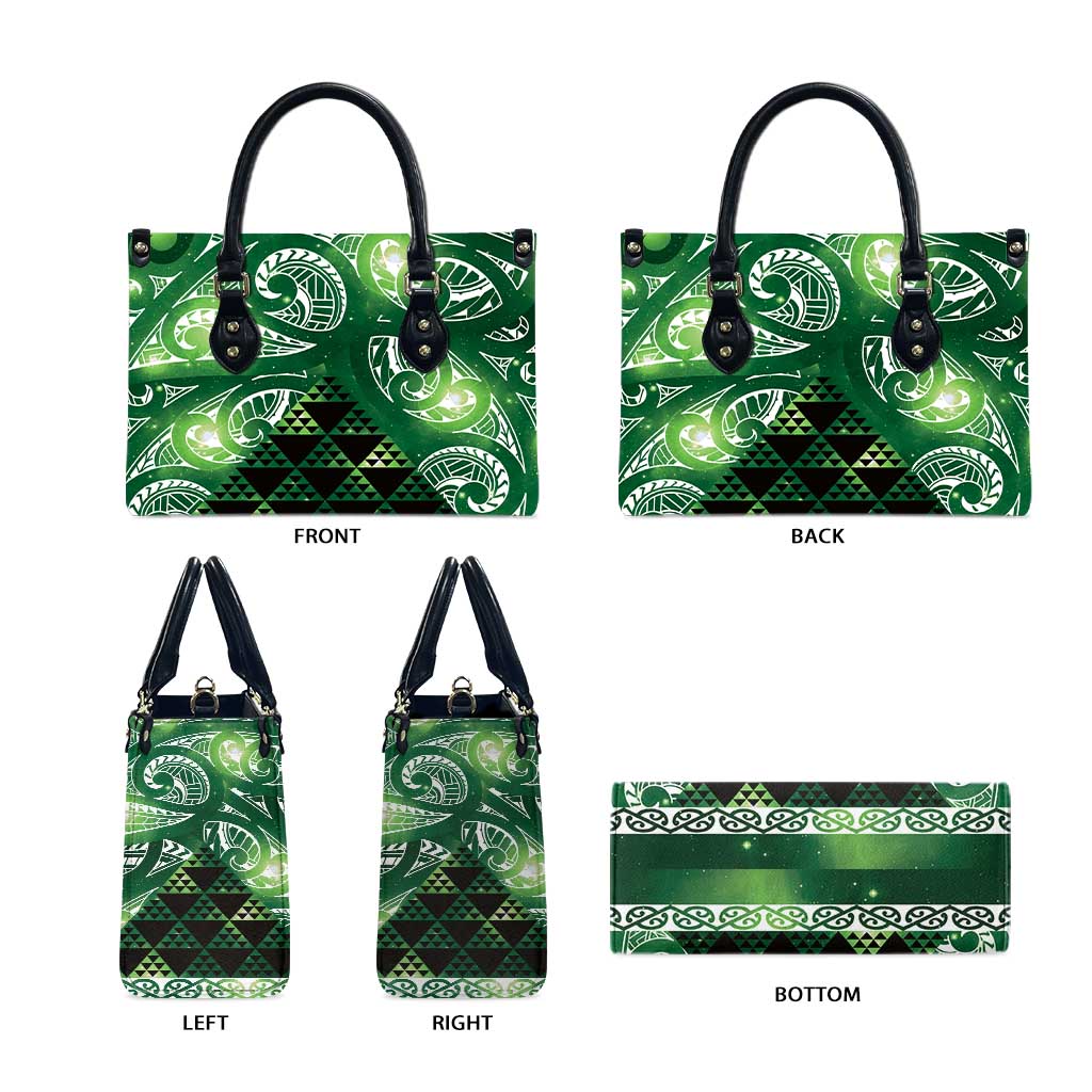 Matariki New Zealand Leather Bag NZ Niho Taniwha Maori New Year Green Galaxy