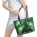 Matariki New Zealand Leather Tote Bag NZ Niho Taniwha Maori New Year Green Galaxy