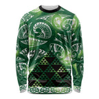 Matariki New Zealand Long Sleeve Shirt NZ Niho Taniwha Maori New Year Green Galaxy