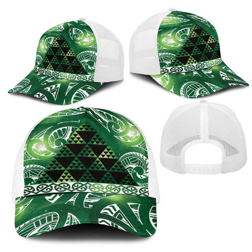 Matariki New Zealand Mesh Trucker Cap NZ Niho Taniwha Maori New Year Green Galaxy