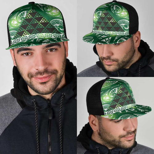 Matariki New Zealand Mesh Trucker Cap NZ Niho Taniwha Maori New Year Green Galaxy