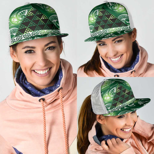 Matariki New Zealand Mesh Trucker Cap NZ Niho Taniwha Maori New Year Green Galaxy