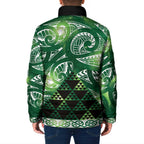 Matariki New Zealand Padded Jacket NZ Niho Taniwha Maori New Year Green Galaxy