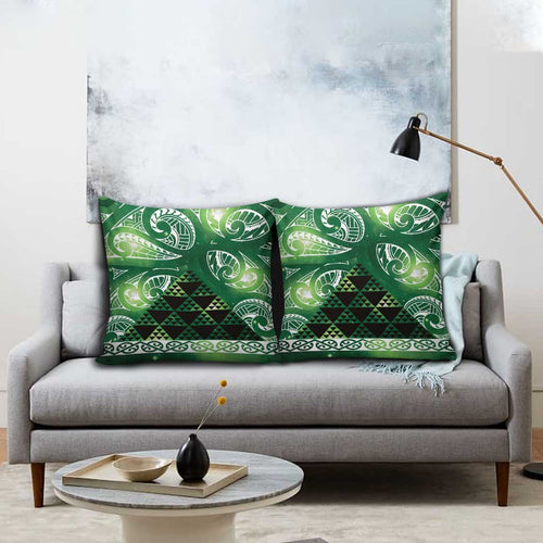 Matariki New Zealand Pillow Cover NZ Niho Taniwha Maori New Year Green Galaxy