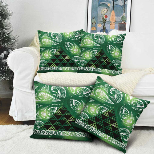Matariki New Zealand Pillow Cover NZ Niho Taniwha Maori New Year Green Galaxy