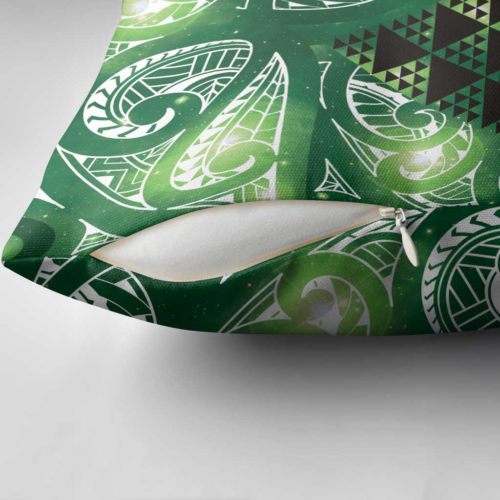 Matariki New Zealand Pillow Cover NZ Niho Taniwha Maori New Year Green Galaxy