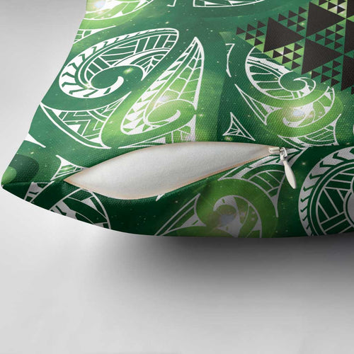 Matariki New Zealand Pillow Cover NZ Niho Taniwha Maori New Year Green Galaxy