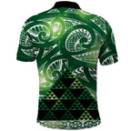 Matariki New Zealand Polo Shirt NZ Niho Taniwha Maori New Year Green Galaxy