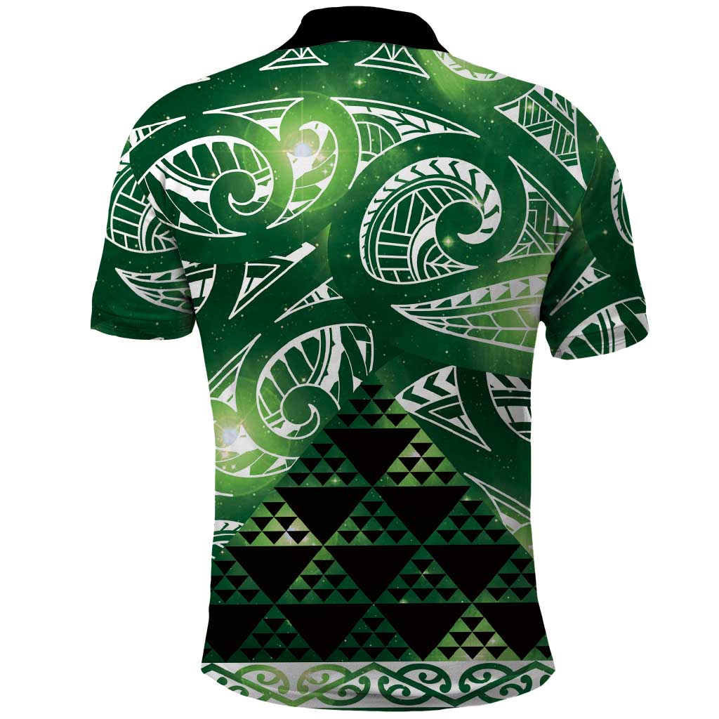 Matariki New Zealand Polo Shirt NZ Niho Taniwha Maori New Year Green Galaxy