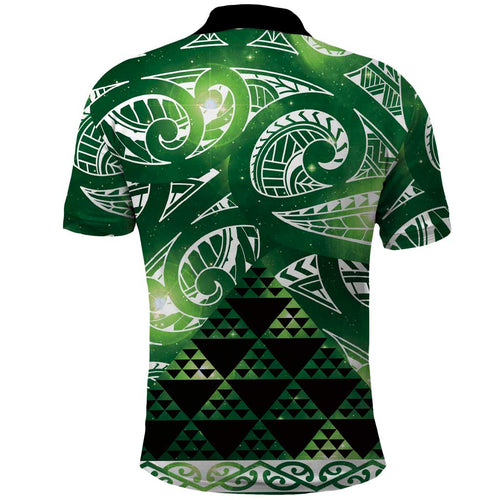 Matariki New Zealand Polo Shirt NZ Niho Taniwha Maori New Year Green Galaxy