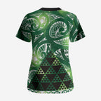 Matariki New Zealand Scrub Top NZ Niho Taniwha Maori New Year Green Galaxy
