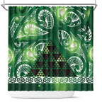 Matariki New Zealand Shower Curtain NZ Niho Taniwha Maori New Year Green Galaxy