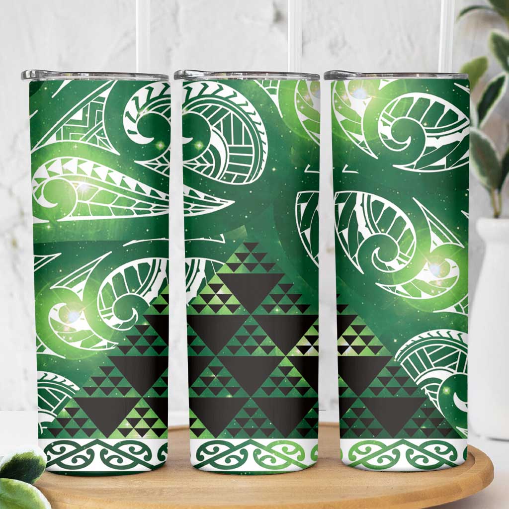 Matariki New Zealand Skinny Tumbler NZ Niho Taniwha Maori New Year Green Galaxy
