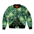 Matariki New Zealand Sleeve Zip Bomber Jacket NZ Niho Taniwha Maori New Year Green Galaxy