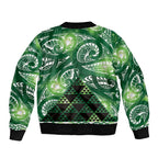 Matariki New Zealand Sleeve Zip Bomber Jacket NZ Niho Taniwha Maori New Year Green Galaxy