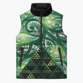 Matariki New Zealand Sleeveless Puffer Jacket NZ Niho Taniwha Maori New Year Green Galaxy