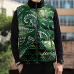 Matariki New Zealand Sleeveless Puffer Jacket NZ Niho Taniwha Maori New Year Green Galaxy
