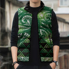 Matariki New Zealand Sleeveless Puffer Jacket NZ Niho Taniwha Maori New Year Green Galaxy