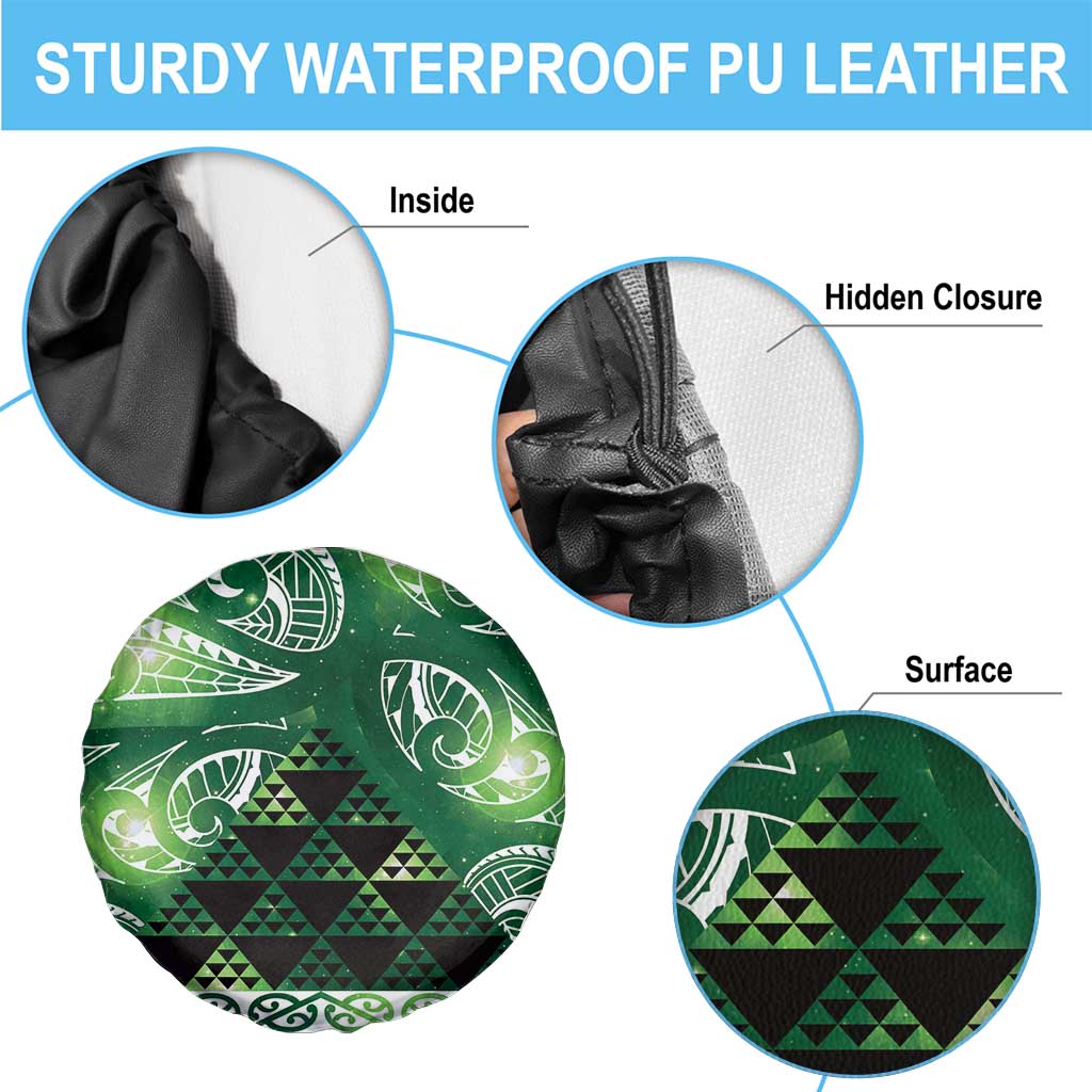 Matariki New Zealand Spare Tire Cover NZ Niho Taniwha Maori New Year Green Galaxy