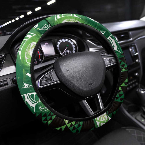 Matariki New Zealand Steering Wheel Cover NZ Niho Taniwha Maori New Year Green Galaxy