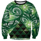 Matariki New Zealand Sweatshirt NZ Niho Taniwha Maori New Year Green Galaxy