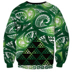 Matariki New Zealand Sweatshirt NZ Niho Taniwha Maori New Year Green Galaxy