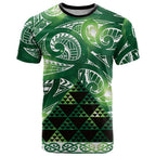 Matariki New Zealand T Shirt NZ Niho Taniwha Maori New Year Green Galaxy