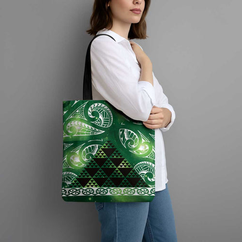 Matariki New Zealand Tote Bag NZ Niho Taniwha Maori New Year Green Galaxy