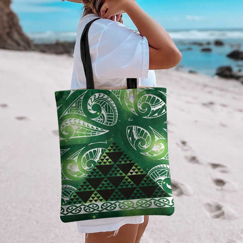 Matariki New Zealand Tote Bag NZ Niho Taniwha Maori New Year Green Galaxy