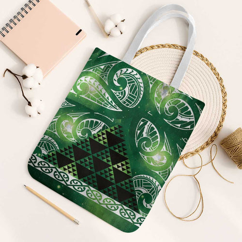 Matariki New Zealand Tote Bag NZ Niho Taniwha Maori New Year Green Galaxy