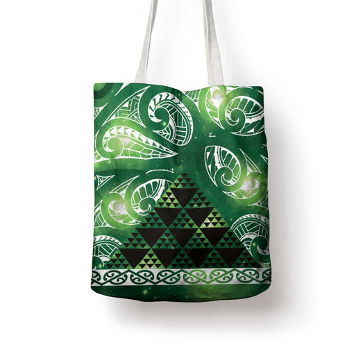 Matariki New Zealand Tote Bag NZ Niho Taniwha Maori New Year Green Galaxy