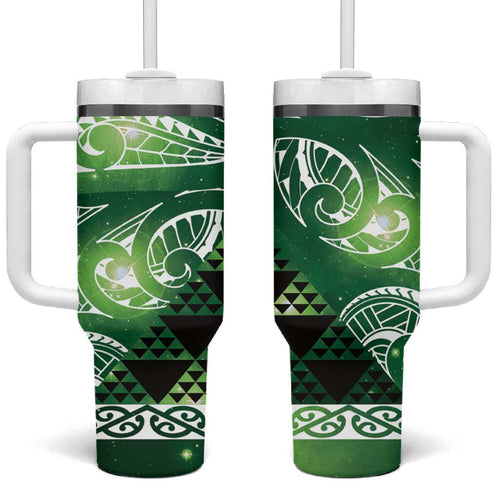 Matariki New Zealand Tumbler With Handle NZ Niho Taniwha Maori New Year Green Galaxy