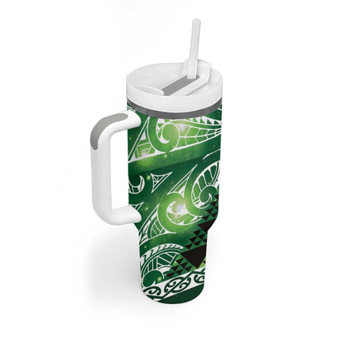 Matariki New Zealand Tumbler With Handle NZ Niho Taniwha Maori New Year Green Galaxy