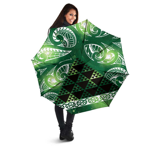 Matariki New Zealand Umbrella NZ Niho Taniwha Maori New Year Green Galaxy